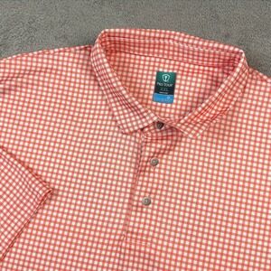 Pro Tour Coolplay Mens XXL Orange White Gingham Golf Polo Shirt Short Sleeve